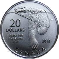 (2012) Монета Канада 2012 год 20 долларов "Белый медведь"   PROOF